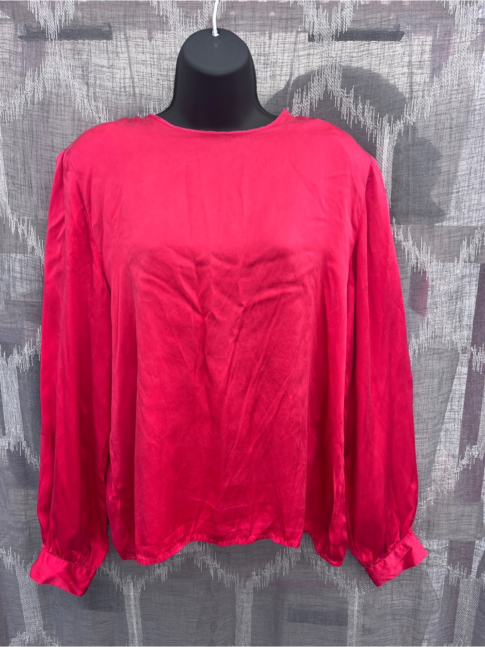 Clio Vibrant Red  Vintage Silk Long-Sleeve Blouse